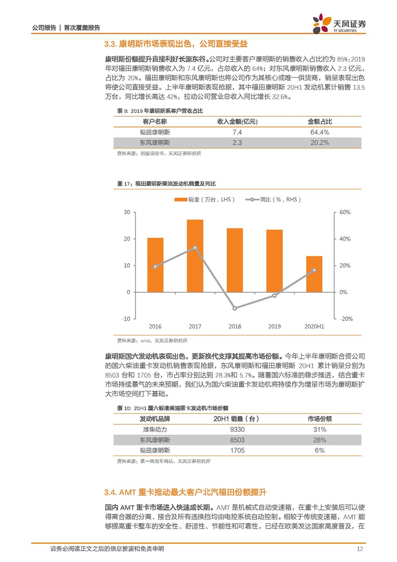 天風(fēng)證券：康明斯核心供應(yīng)商，缸體缸蓋隱形冠軍